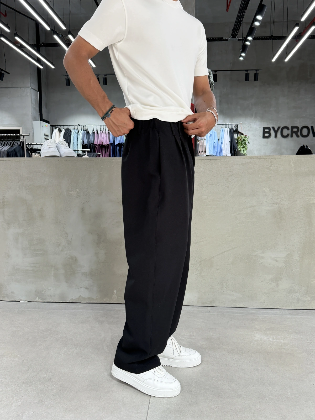 Siyah Baloon Fit Kumaş Baggy
