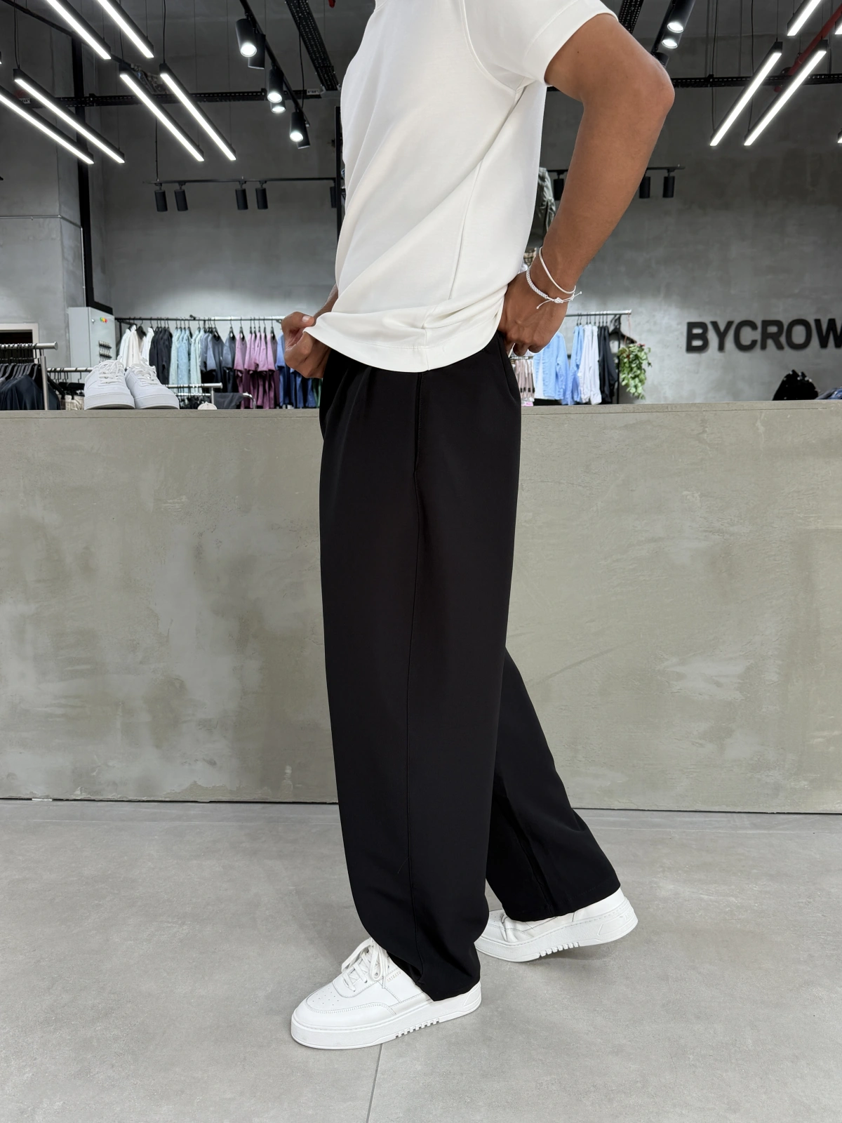 Siyah Baloon Fit Kumaş Baggy