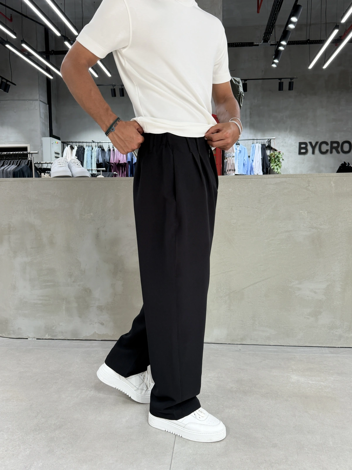 Siyah Baloon Fit Kumaş Baggy