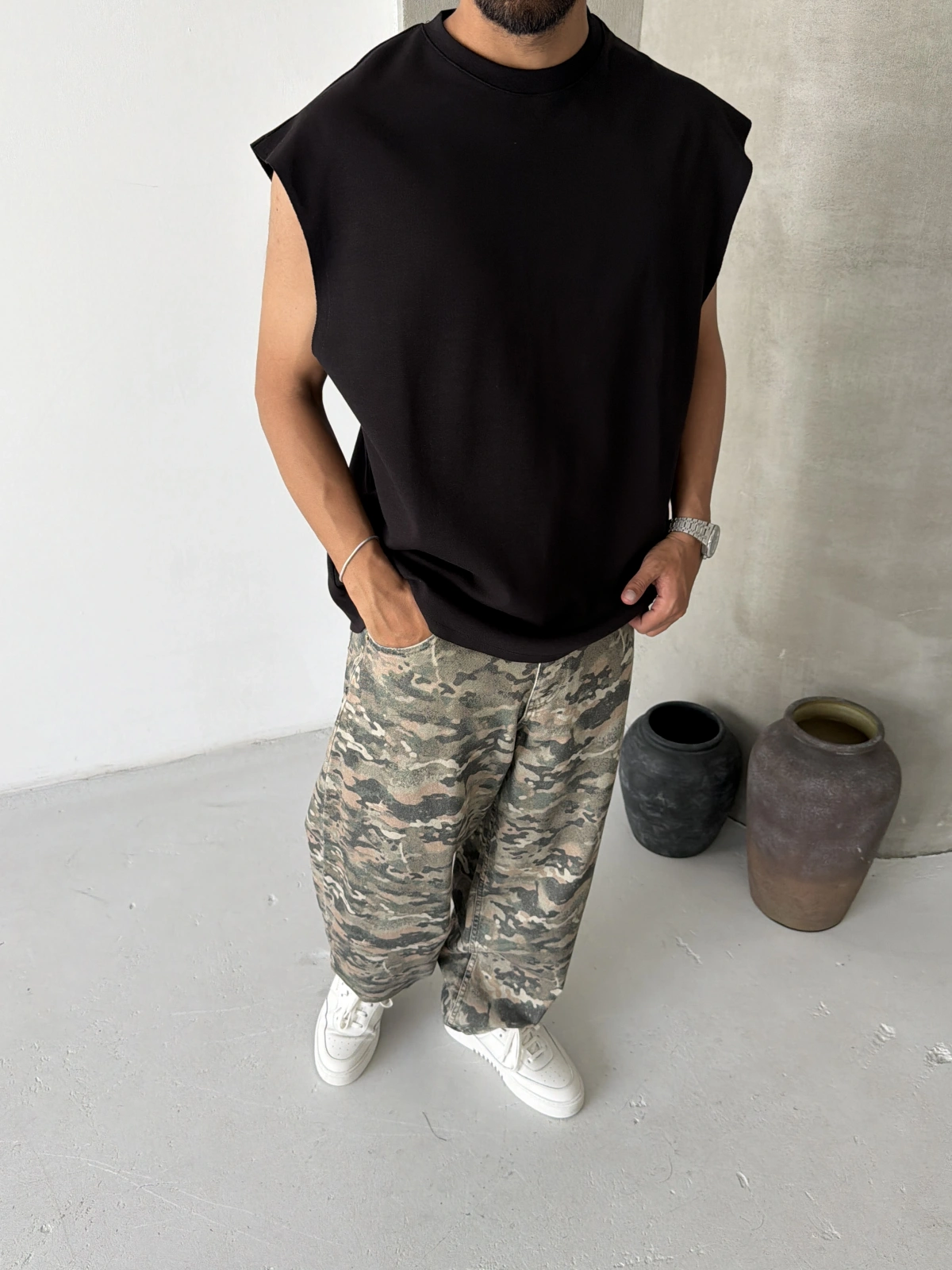 Siyah Basic Oversize Atlet