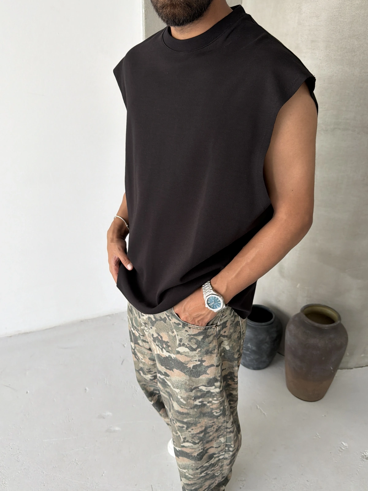 Siyah Basic Oversize Atlet