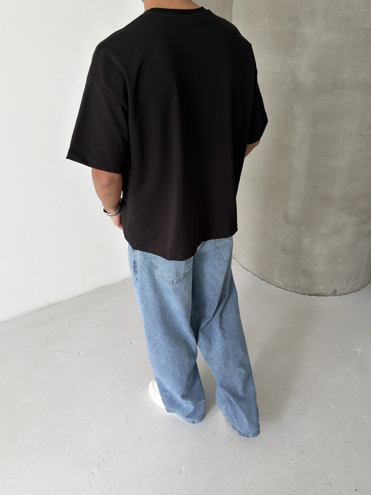 Siyah Boys Crop Fit Oversize T-shirt
