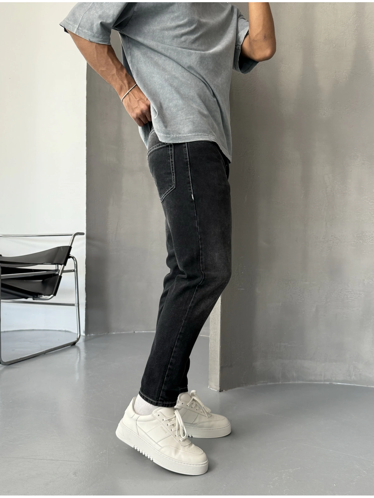 Siyah Eskitme Premium Boyfriend