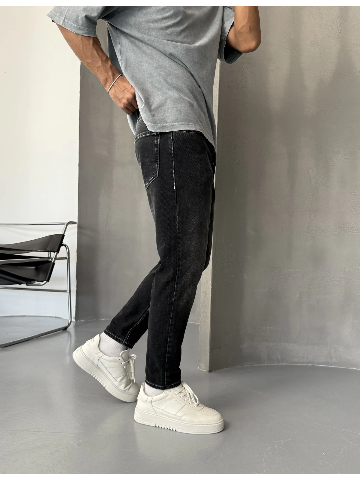 Siyah Eskitme Premium Boyfriend