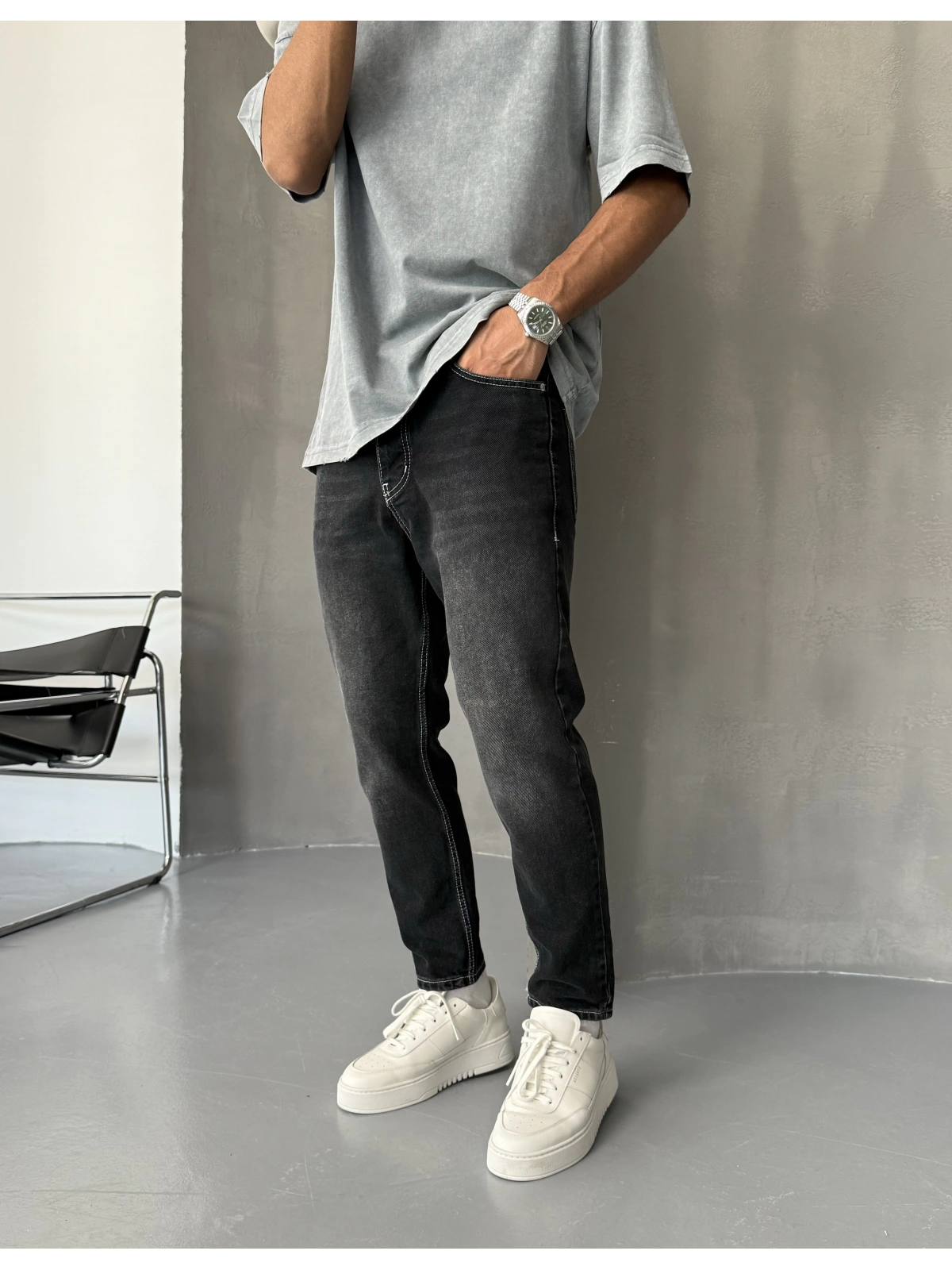 Siyah Eskitme Premium Boyfriend