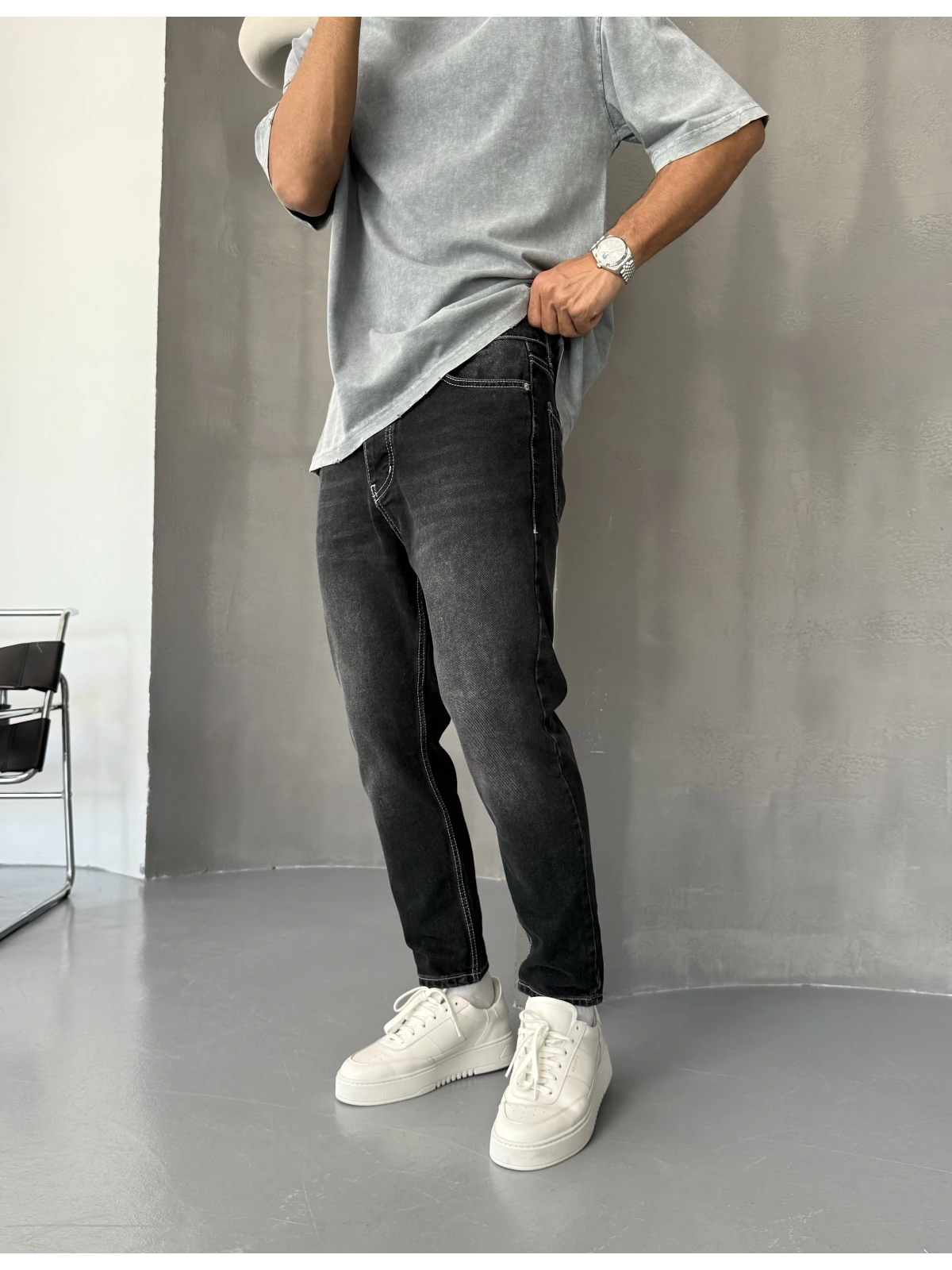 Siyah Eskitme Premium Boyfriend