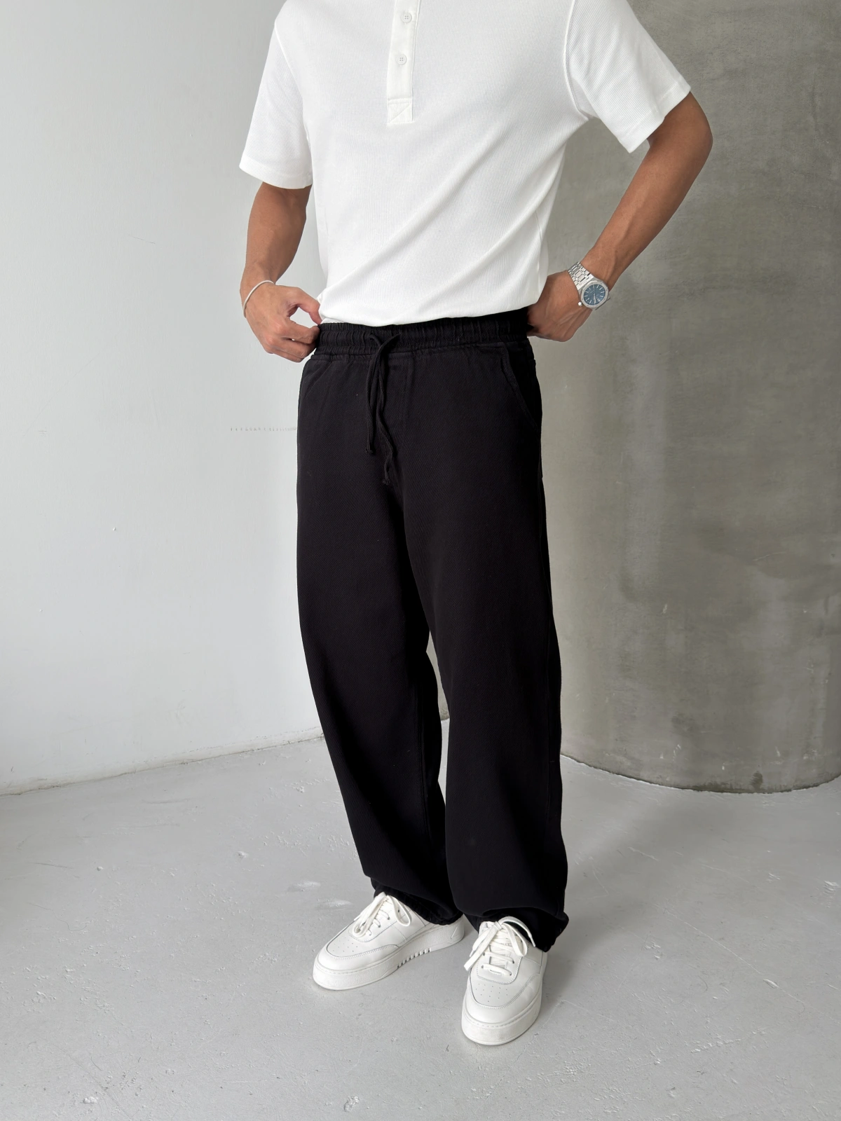 Siyah Gabardin Ekstra Bol Baggy