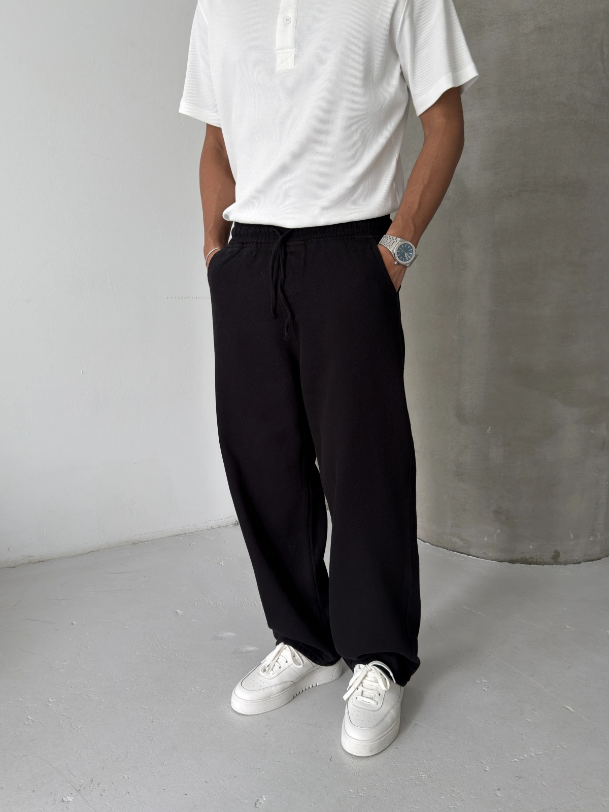 Siyah Gabardin Ekstra Bol Baggy