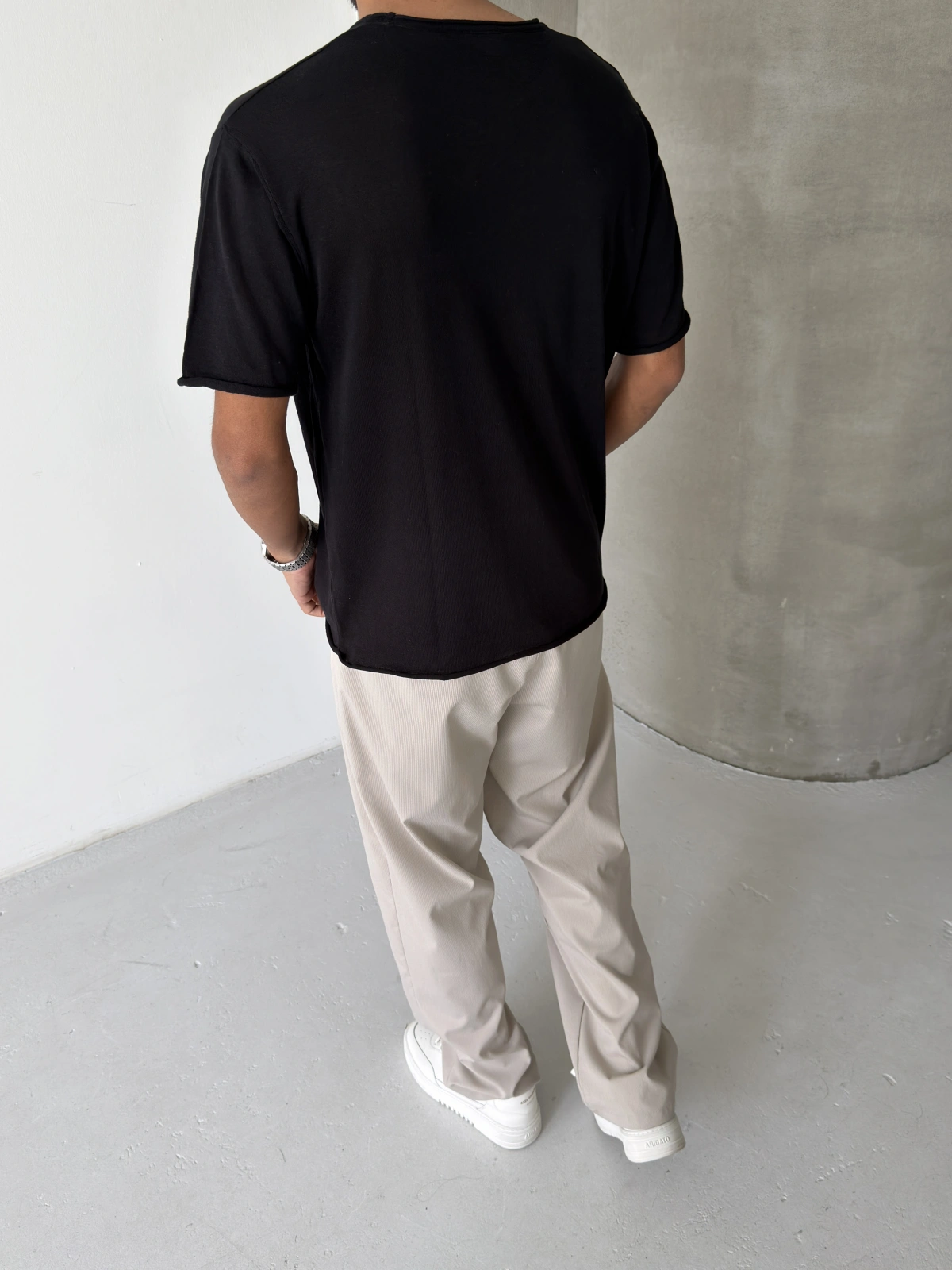 Siyah Keten Oversize T-shirt