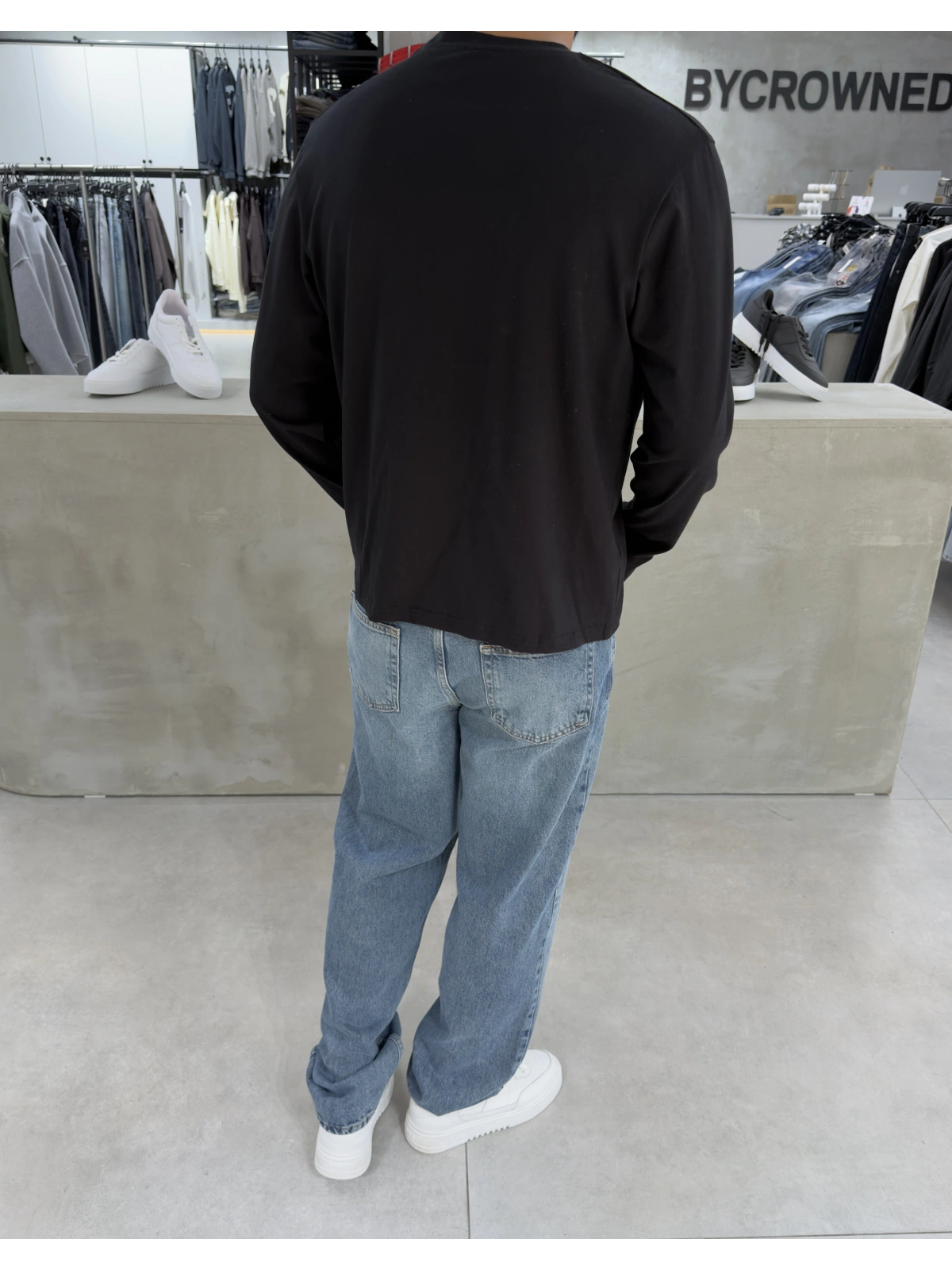 Siyah Likralı Basic Sweat
