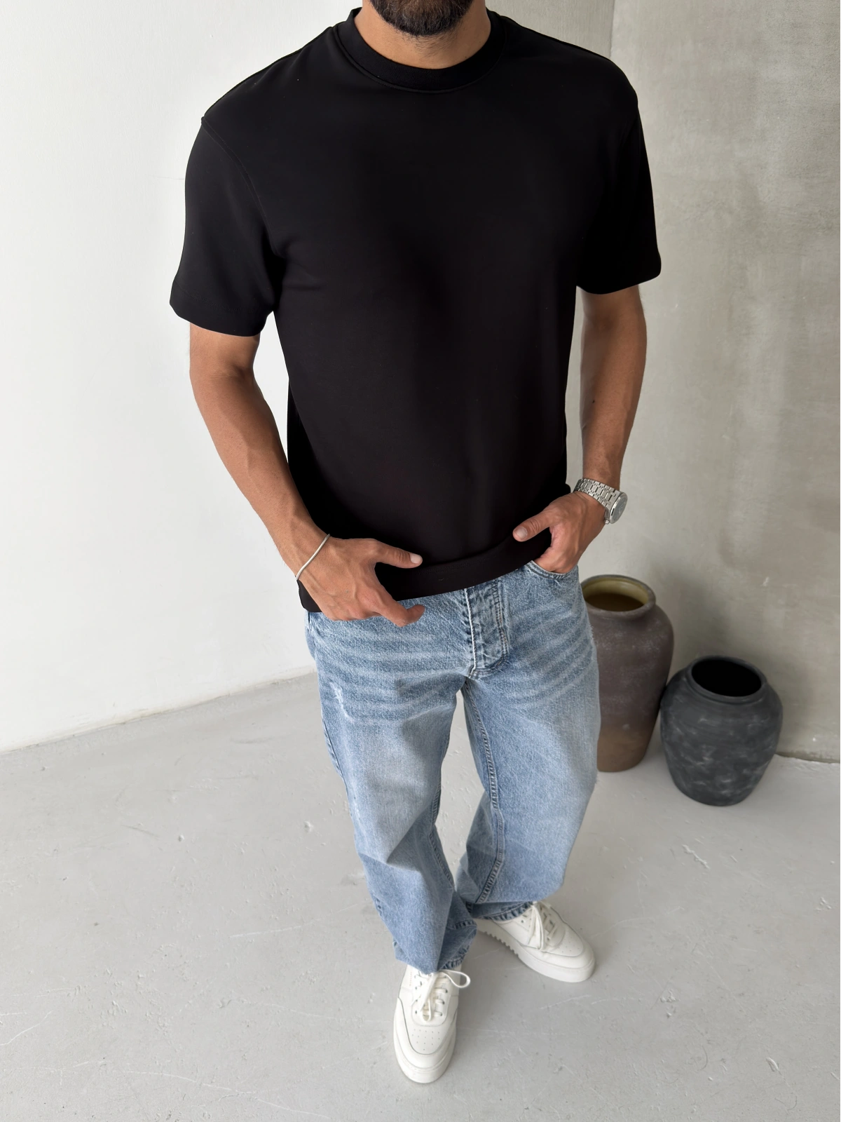 Siyah Modal Regular T-shirt