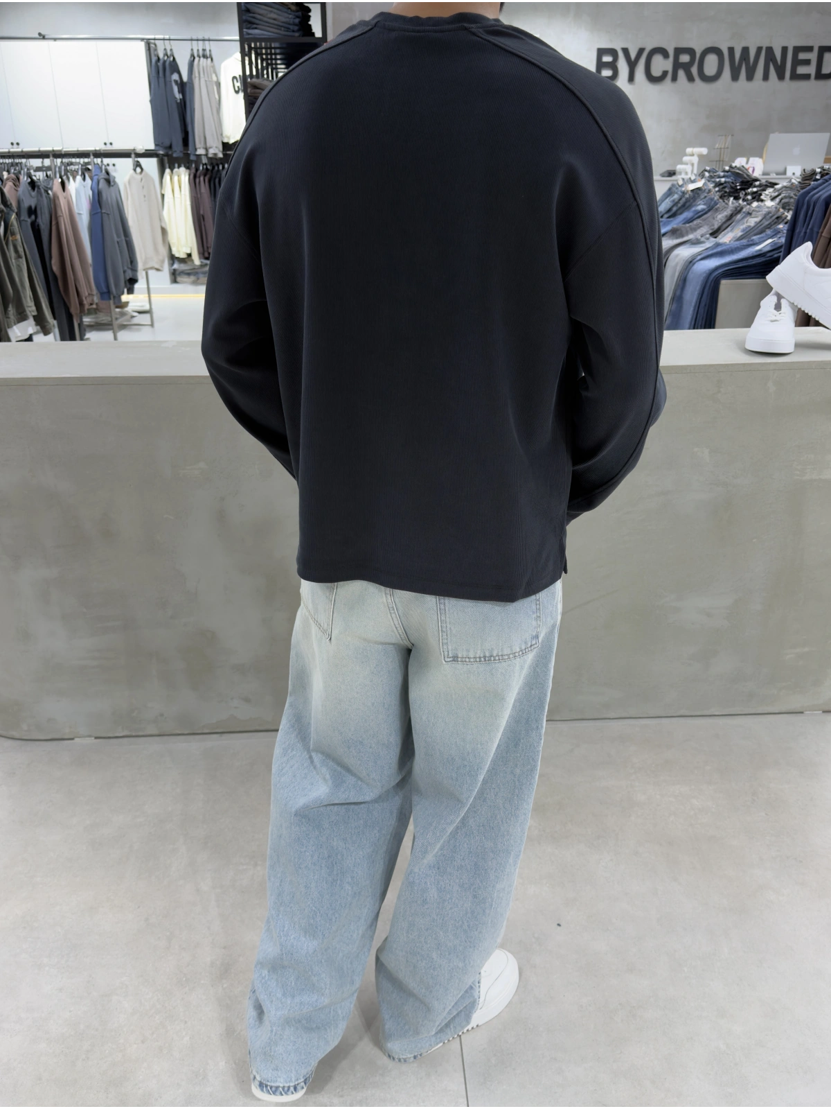 Siyah Ottoman Çıt Çıtlı Sweat