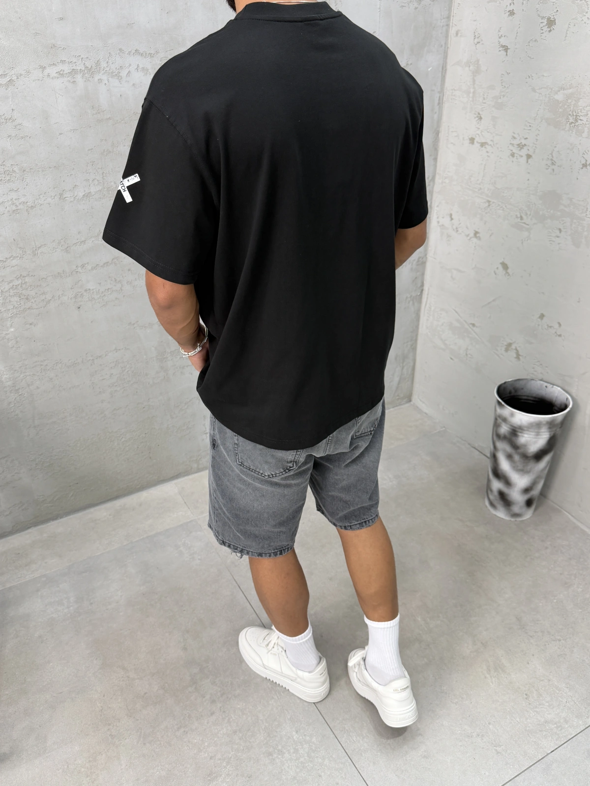 Siyah X Baskılı Oversize T-shirt