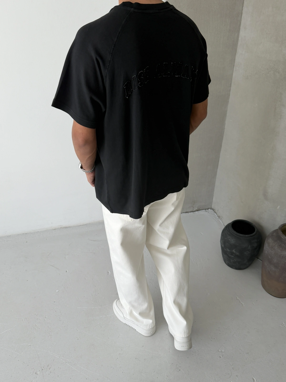 Siyah Yourself Baskılı Oversize T-shirt