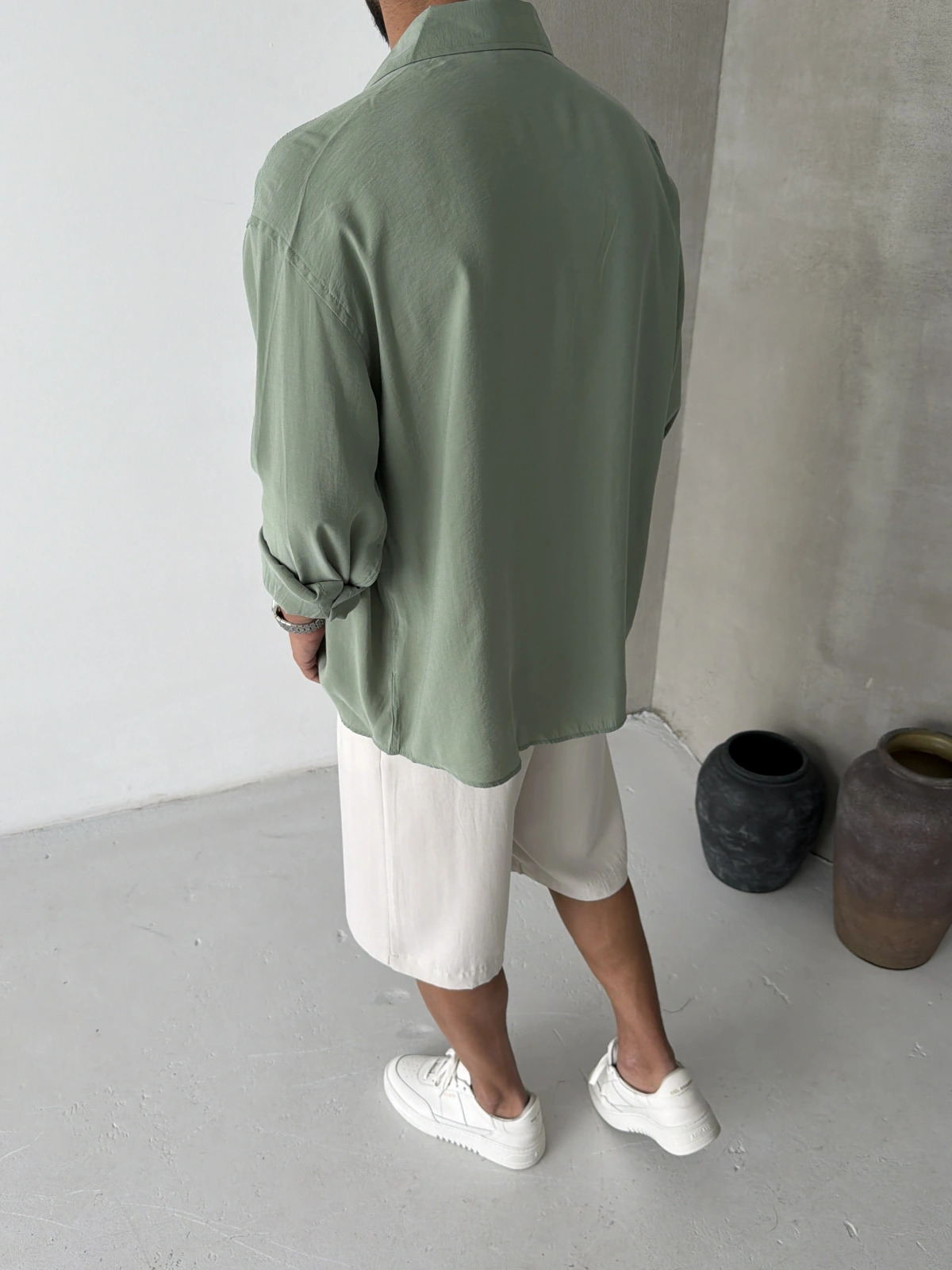 Yeşil Modal Oversize Gömlek