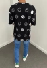 Siyah Oversize Baskı Detaylı T-Shirt