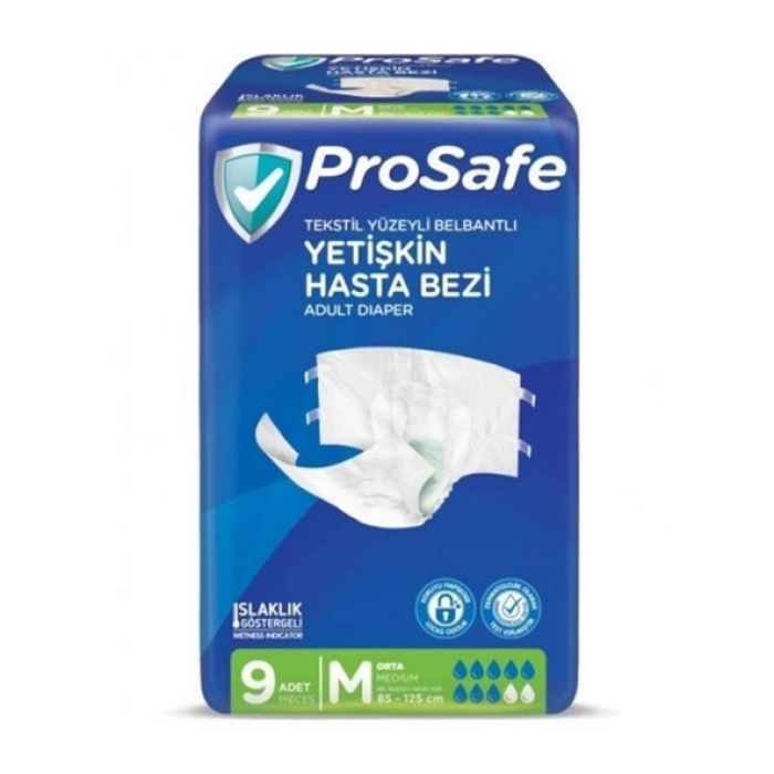 ProSafe Belbantlı Yetişkin Hasta Bezi Medium (M) Beden 9 Adet