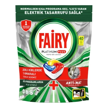 Fairy Platinum Plus 40 Yıkama Bulaşık Makinesi Deterjanı Kapsülü