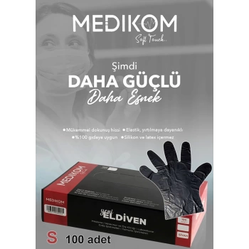 Medikom Yeni Nesil Vinil Siyah Eldiven Small (S)