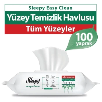 Sleepy Easy Clean 100 Yaprak Yüzey Temizlik Havlusu Beyaz Sabun Kokulu