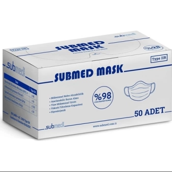 Submed Cerrahi Maske 3 Katlı Filtreli 50 li Beyaz Maske