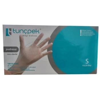 Tunçpek Pudrasız Vinyl Eldiven 100LÜ SMALL