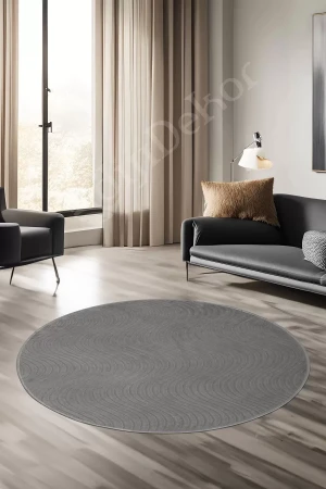 Avangard Yuvarlak Halı Sahra Gri Salon Koridor Antre Mutfak Halısı Silinebilir