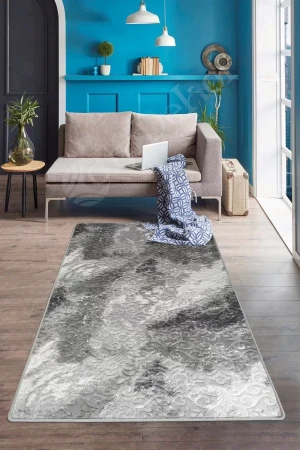 Delüxe Antrasit Saçaksız Yeni Kabartmalı Model Salon Halısı