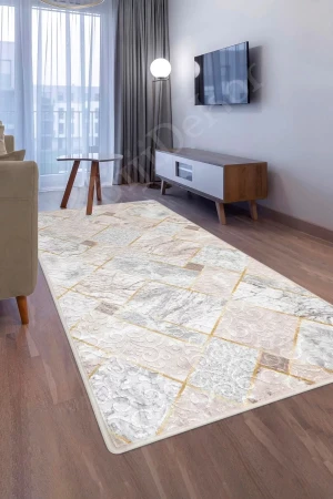 Delüxe Vizon Gri Saçaksız Siyah Taban Yeni Kabartmalı Model Halısı