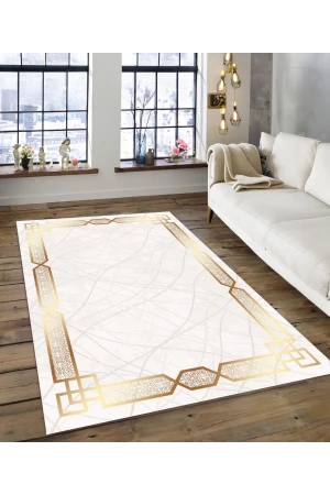 Dijidekor Işıltı Koleksiyonu Model134 Süngerli Dijital Baskılı Saçaksız Mutfak Halısı Yolluk