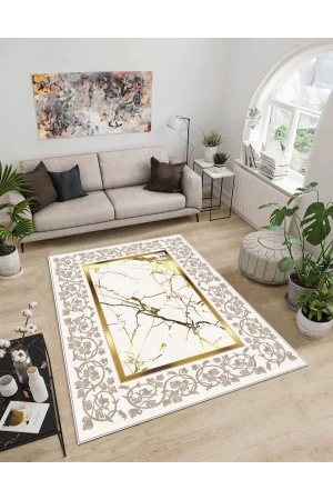 Dijidekor Işıltı Koleksiyonu Model15 Süngerli Dijital Baskılı Saçaksız Mutfak Halısı Yolluk