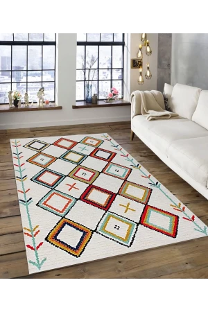 Dijidekor Işıltı Koleksiyonu Model189 Süngerli Dijital Baskılı Saçaksız Mutfak Halısı Yolluk