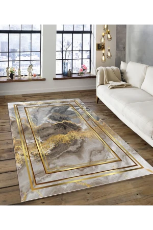 Dijidekor Işıltı Koleksiyonu Model202 Süngerli Dijital Baskılı Saçaksız Mutfak Halısı Yolluk