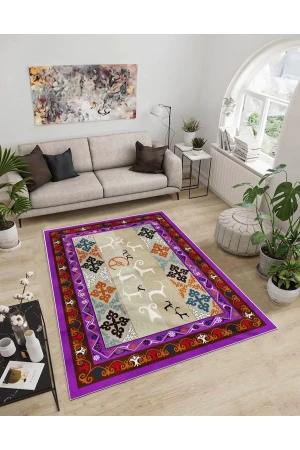 Dijidekor Işıltı Koleksiyonu Model22 Süngerli Dijital Baskılı Saçaksız Mutfak Halısı Yolluk