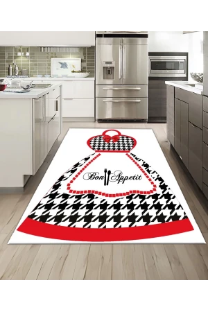 Dijidekor Işıltı Koleksiyonu Model242 Süngerli Dijital Baskılı Saçaksız Mutfak Halısı Yolluk