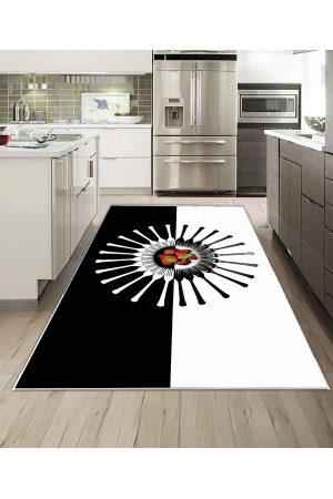 Dijidekor Işıltı Koleksiyonu Model243 Süngerli Dijital Baskılı Saçaksız Mutfak Halısı Yolluk