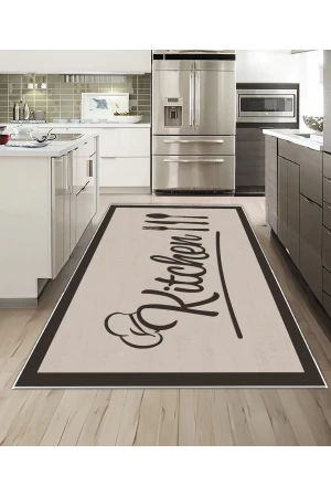 Dijidekor Işıltı Koleksiyonu Model244 Süngerli Dijital Baskılı Saçaksız Mutfak Halısı Yolluk