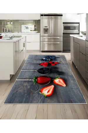 Dijidekor Işıltı Koleksiyonu Model246 Süngerli Dijital Baskılı Saçaksız Mutfak Halısı Yolluk