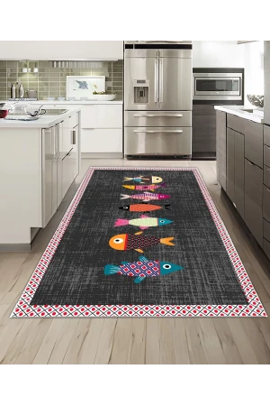 Dijidekor Işıltı Koleksiyonu Model247 Süngerli Dijital Baskılı Saçaksız Mutfak Halısı Yolluk
