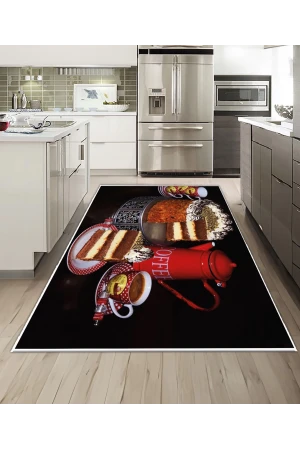 Dijidekor Işıltı Koleksiyonu Model248 Süngerli Dijital Baskılı Saçaksız Mutfak Halısı Yolluk