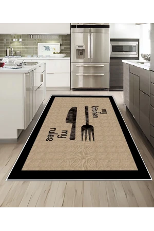 Dijidekor Işıltı Koleksiyonu Model252 Süngerli Dijital Baskılı Saçaksız Mutfak Halısı Yolluk