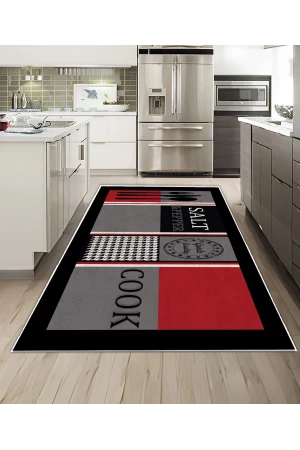 Dijidekor Işıltı Koleksiyonu Model253 Süngerli Dijital Baskılı Saçaksız Mutfak Halısı Yolluk