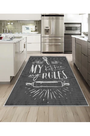 Dijidekor Işıltı Koleksiyonu Model255 Süngerli Dijital Baskılı Saçaksız Mutfak Halısı Yolluk