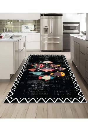 Dijidekor Işıltı Koleksiyonu Model256 Süngerli Dijital Baskılı Saçaksız Mutfak Halısı Yolluk
