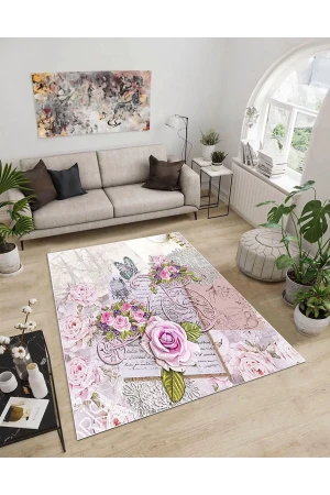 Dijidekor Işıltı Koleksiyonu Model263 Süngerli Dijital Baskılı Saçaksız Mutfak Halısı Yolluk