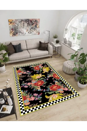 Dijidekor Işıltı Koleksiyonu Model285 Süngerli Dijital Baskılı Saçaksız Mutfak Halısı Yolluk