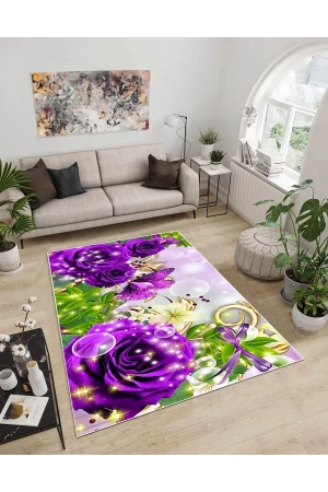 Dijidekor Işıltı Koleksiyonu Model286 Süngerli Dijital Baskılı Saçaksız Mutfak Halısı Yolluk