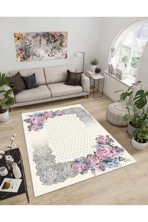 Dijidekor Işıltı Koleksiyonu Model287 Süngerli Dijital Baskılı Saçaksız Mutfak Halısı Yolluk