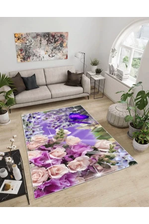 Dijidekor Işıltı Koleksiyonu Model289 Süngerli Dijital Baskılı Saçaksız Mutfak Halısı Yolluk