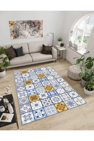 Dijidekor Işıltı Koleksiyonu Model293 Süngerli Dijital Baskılı Saçaksız Mutfak Halısı Yolluk